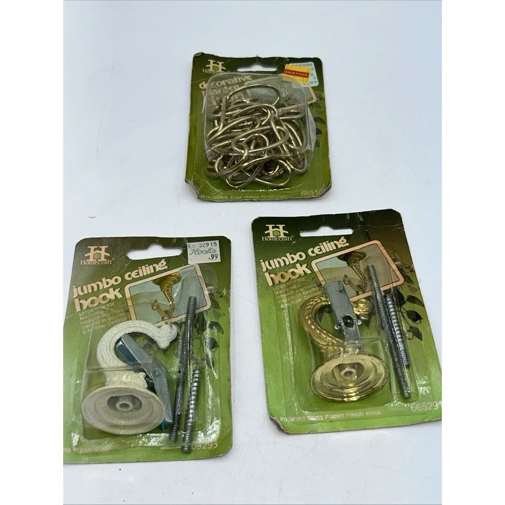 Vintage NOS Homecraft Jumbo Ceiling Hooks And Decorative Planter Chain 1980's